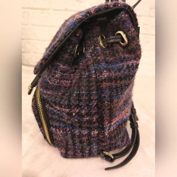 Kate Spade Emerson Fabric Jessa Tweed Backpack Burgundy/Multi 90's Inspired Bag - Picture 14 of 16
